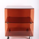Side table or bedside table in smoked plexiglass by Michel Dumas, 1970s