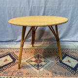 Round rattan and bamboo coffee table