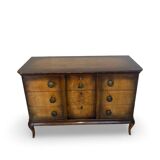 Commode italienne en placage et bois massif de noyer, années 1940-1950