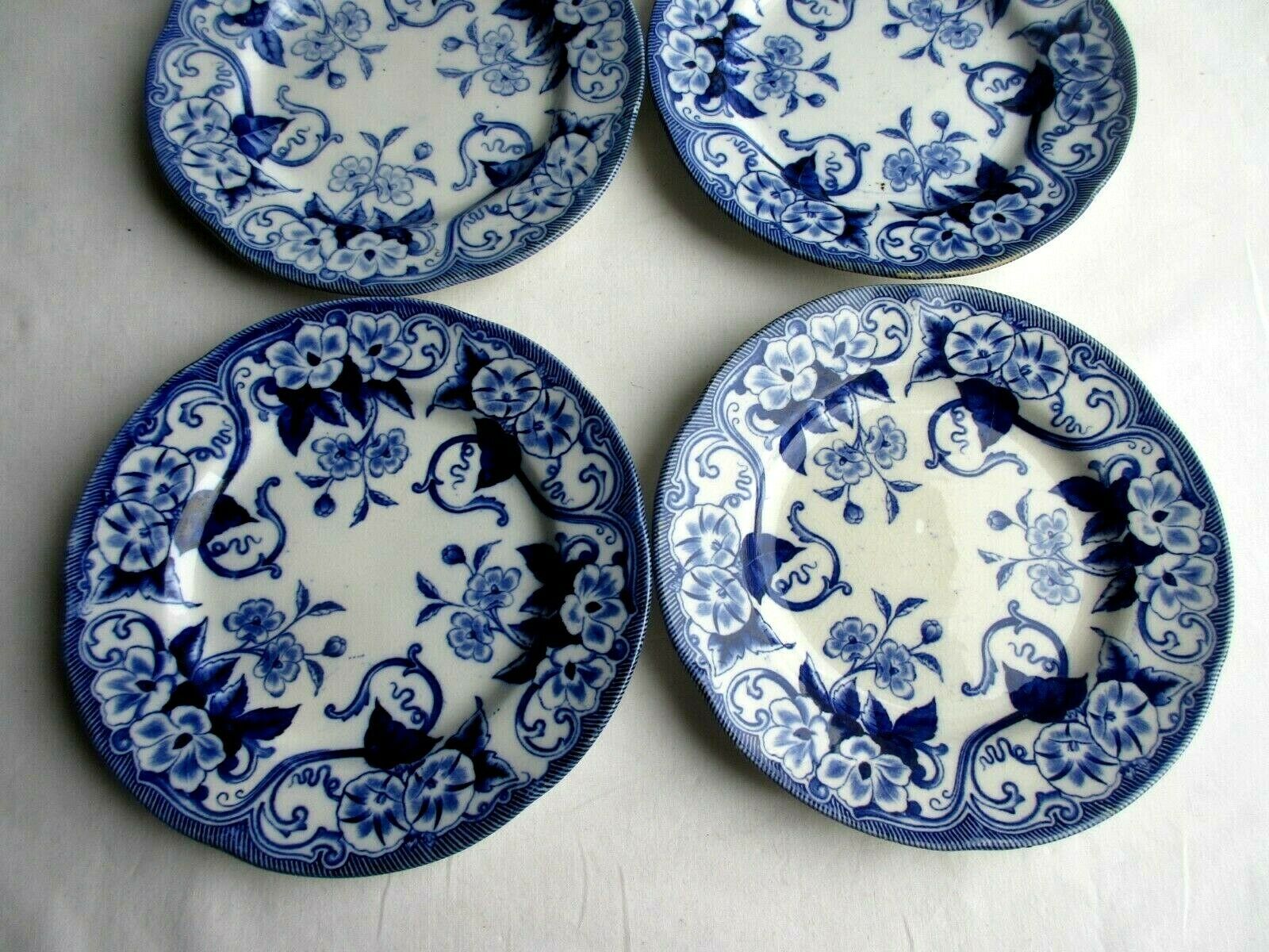 batch of 6 dessert plates Creil Montereau model Flora: Liseron