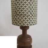 Wooden lamp with block print shade