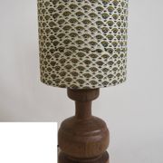 Wooden lamp with block print shade