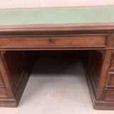 Napoleon III style flat desk with pedestal in 19th century mahogany