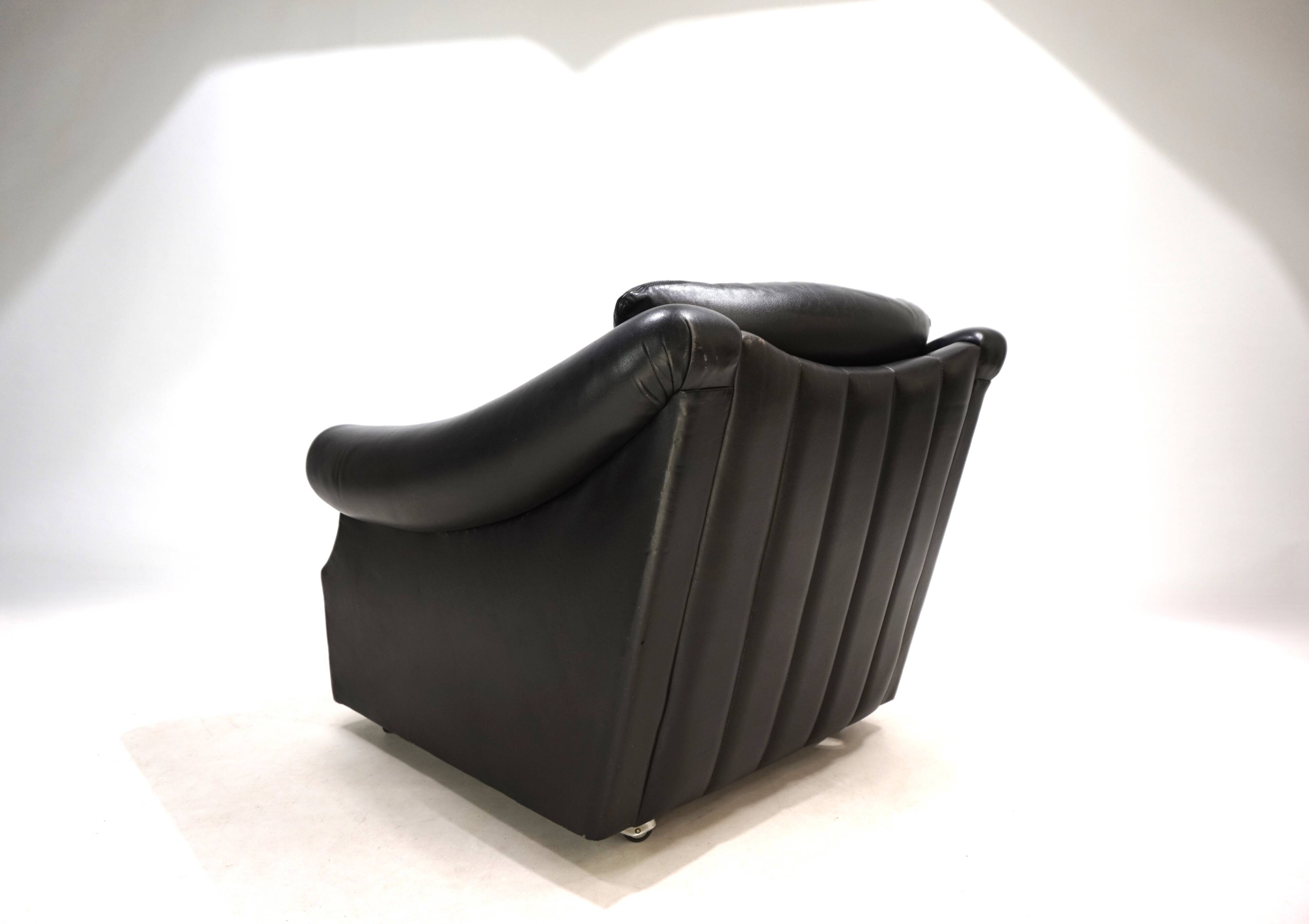 Fauteuil Art Déco en cuir, France 1960