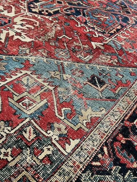 Ancient Heriz Carpet – Cobalt Blue & Indigo – 330 x 218 cm