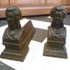 PAIR OF CAST IRON CHENETS pattern "woman with pearl necklace"