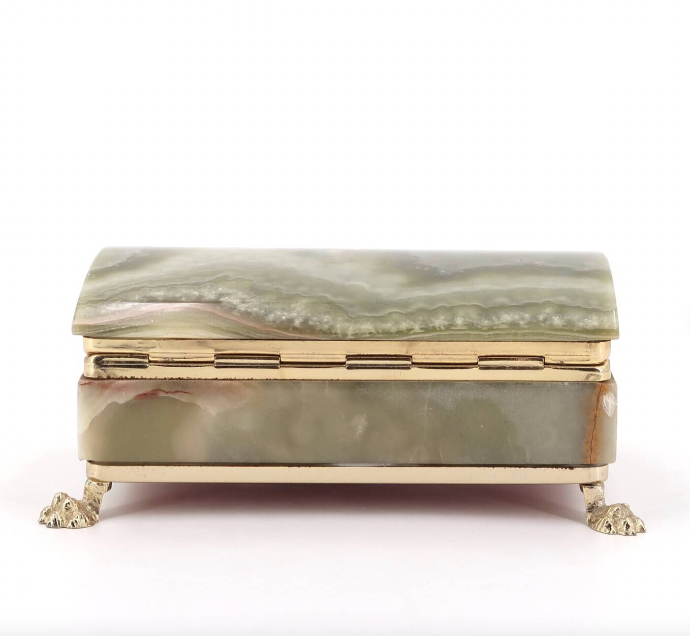 Italian onyx and gold metal catchall, 1970s.