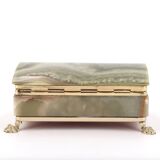 Italian onyx and gold metal catchall, 1970s.