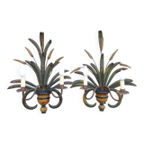 Pair of appliqué wheat ear in vintage polychrome from the 1960s.