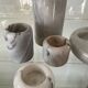 Set of vintage white marble candle holders