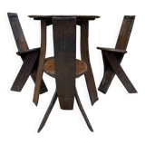 Brutalist table and chairs, wine cellar