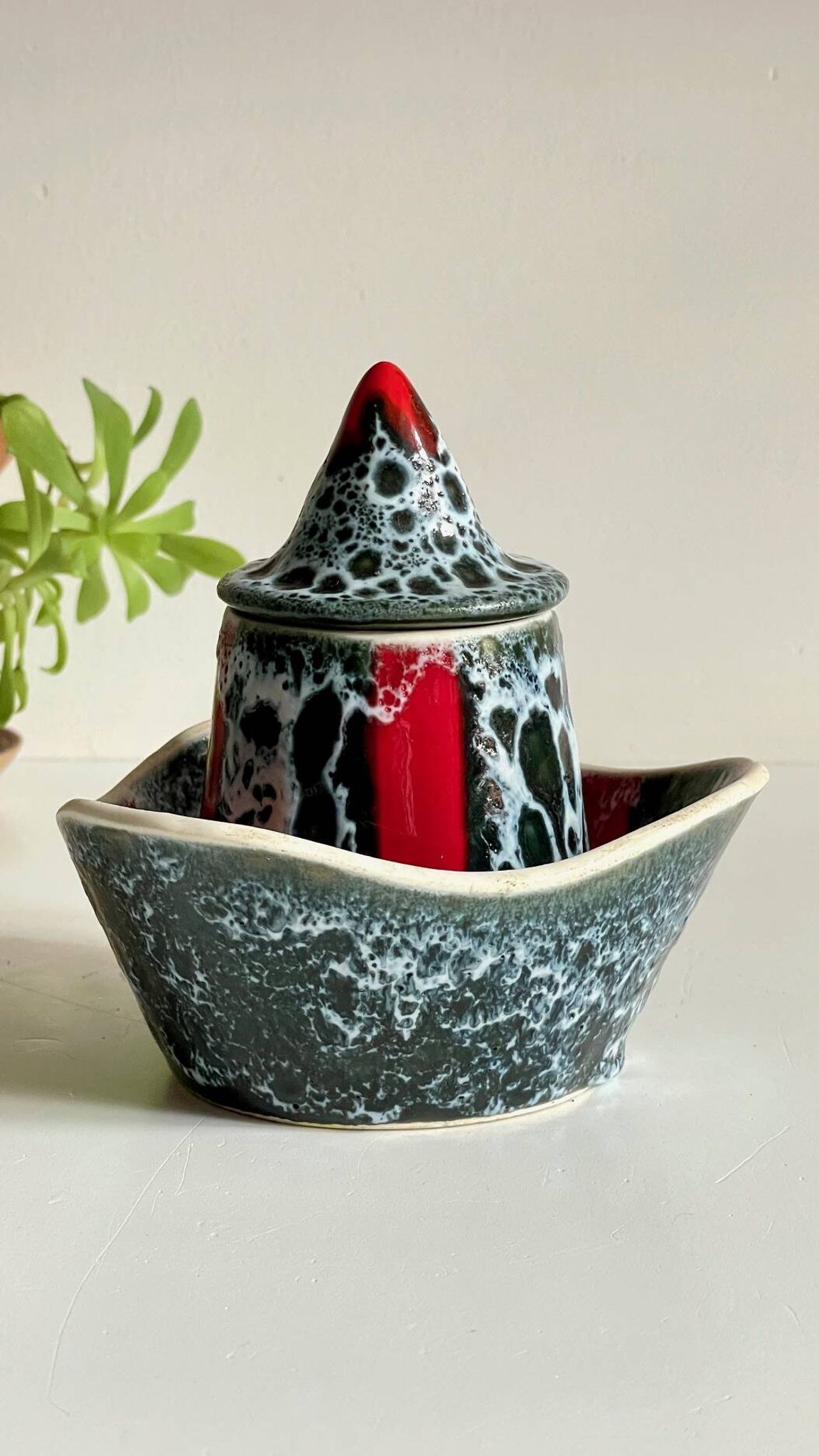 Vintage LUC VALLAURIS Ceramic Sugar Bowl