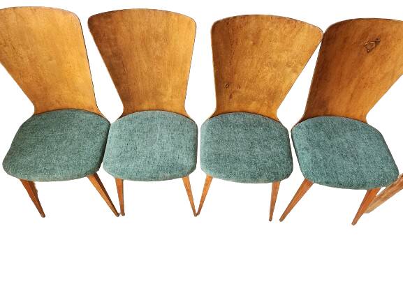4 chaises vintage style Baumann bois et tissu