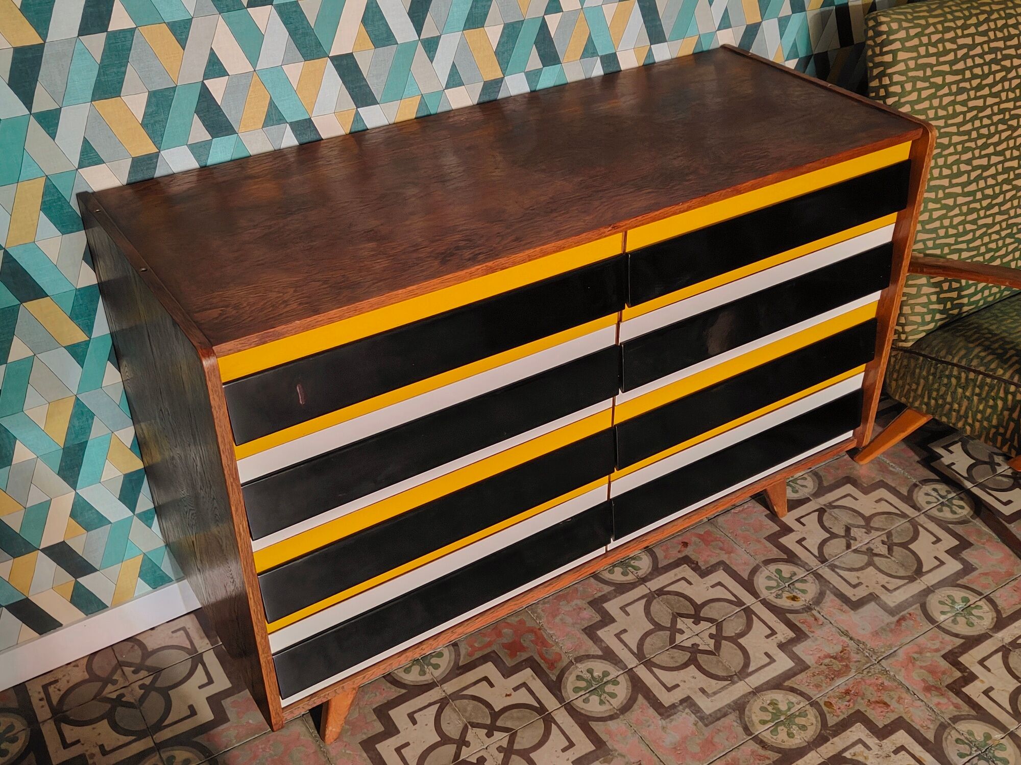 Chest of drawers U 453 Yellow by Jiri Jiroutek for Interier Praha, old edition from 1962
