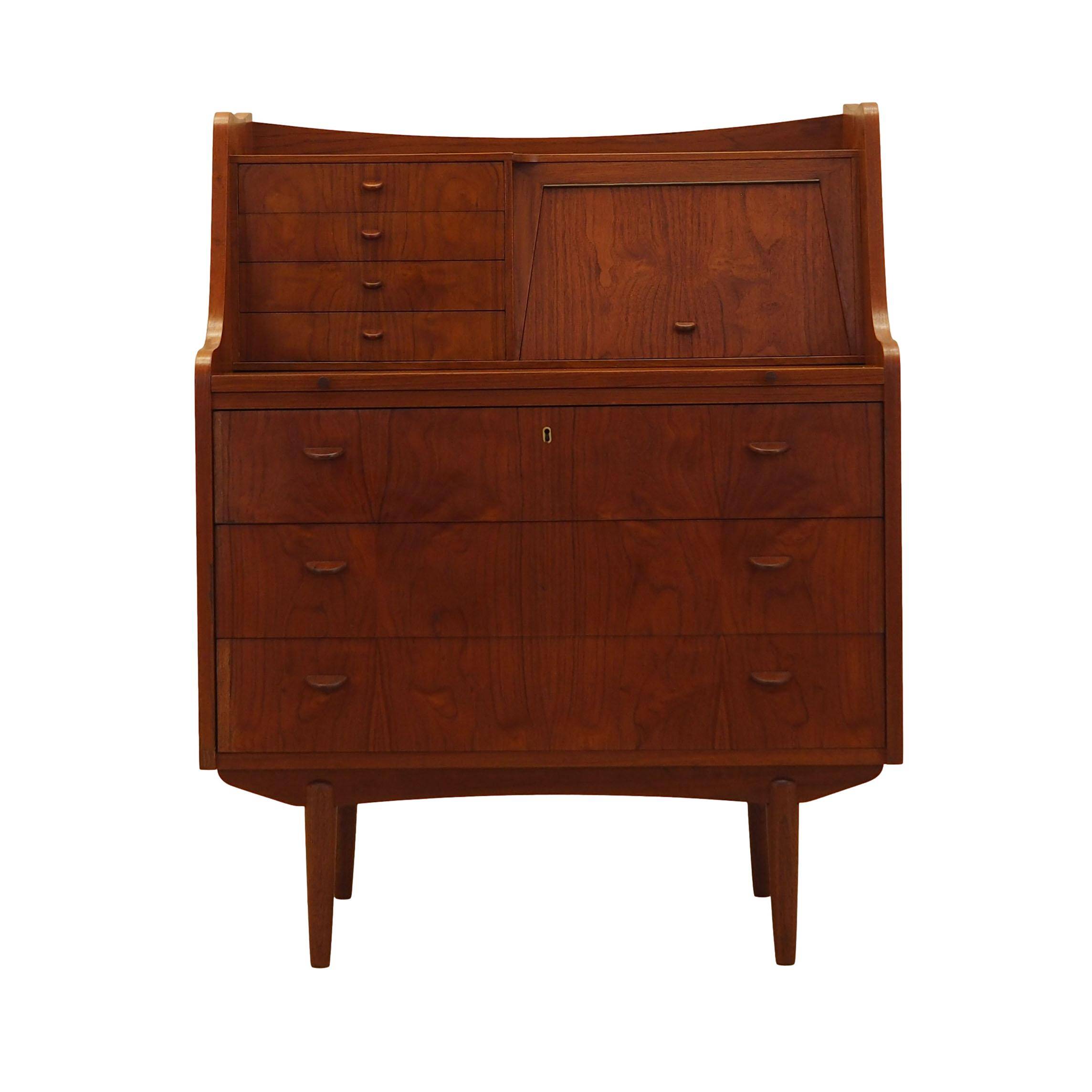 Bureau secrétaire en teck, design danois, années 1970, fabricant : AG Spejl Kobberbes