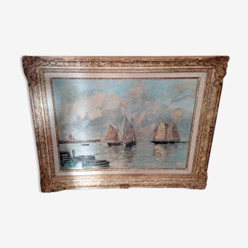 Tableau reproduction lithographie marine