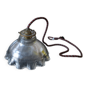 Lustre suspension Holophane - verre circa