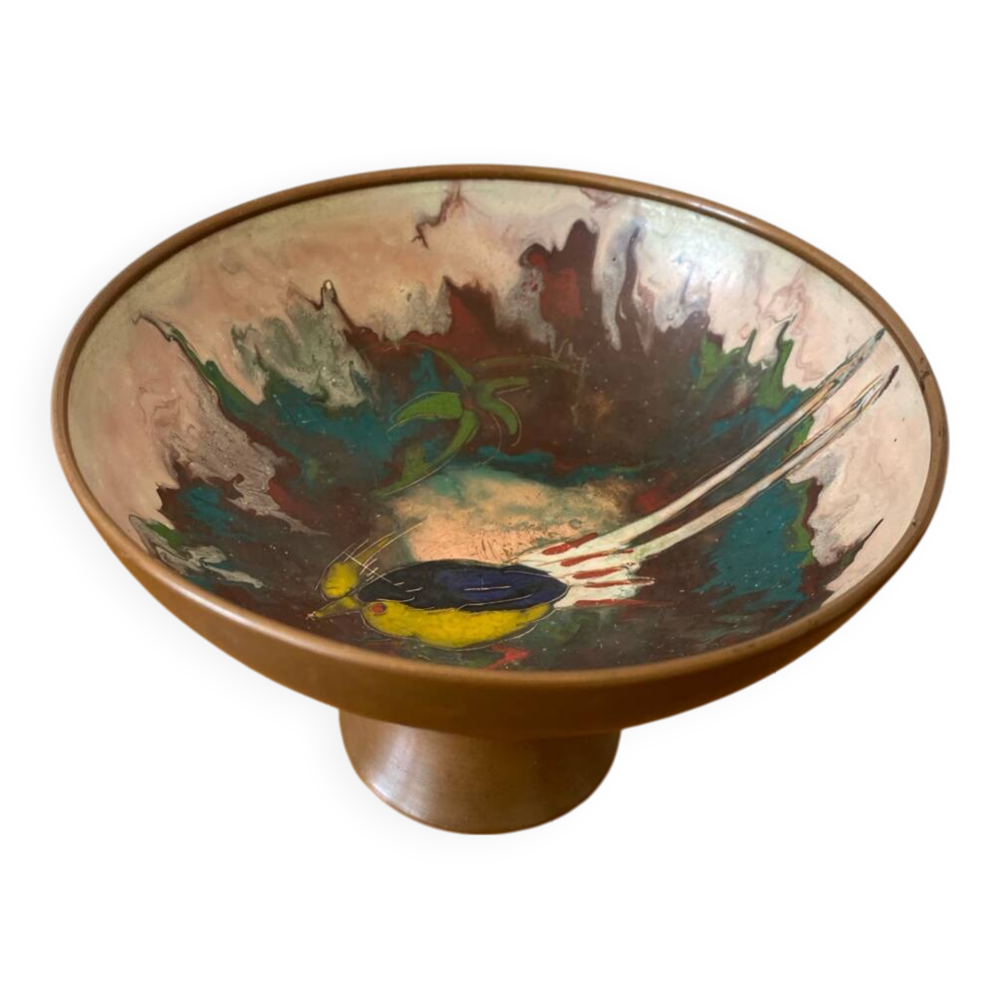 Antique SAGITTA Copper Cup Painted Decor Holland Vintage