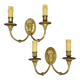 Pair of wall sconces with female masks in Louis XVI style - gilded bronze