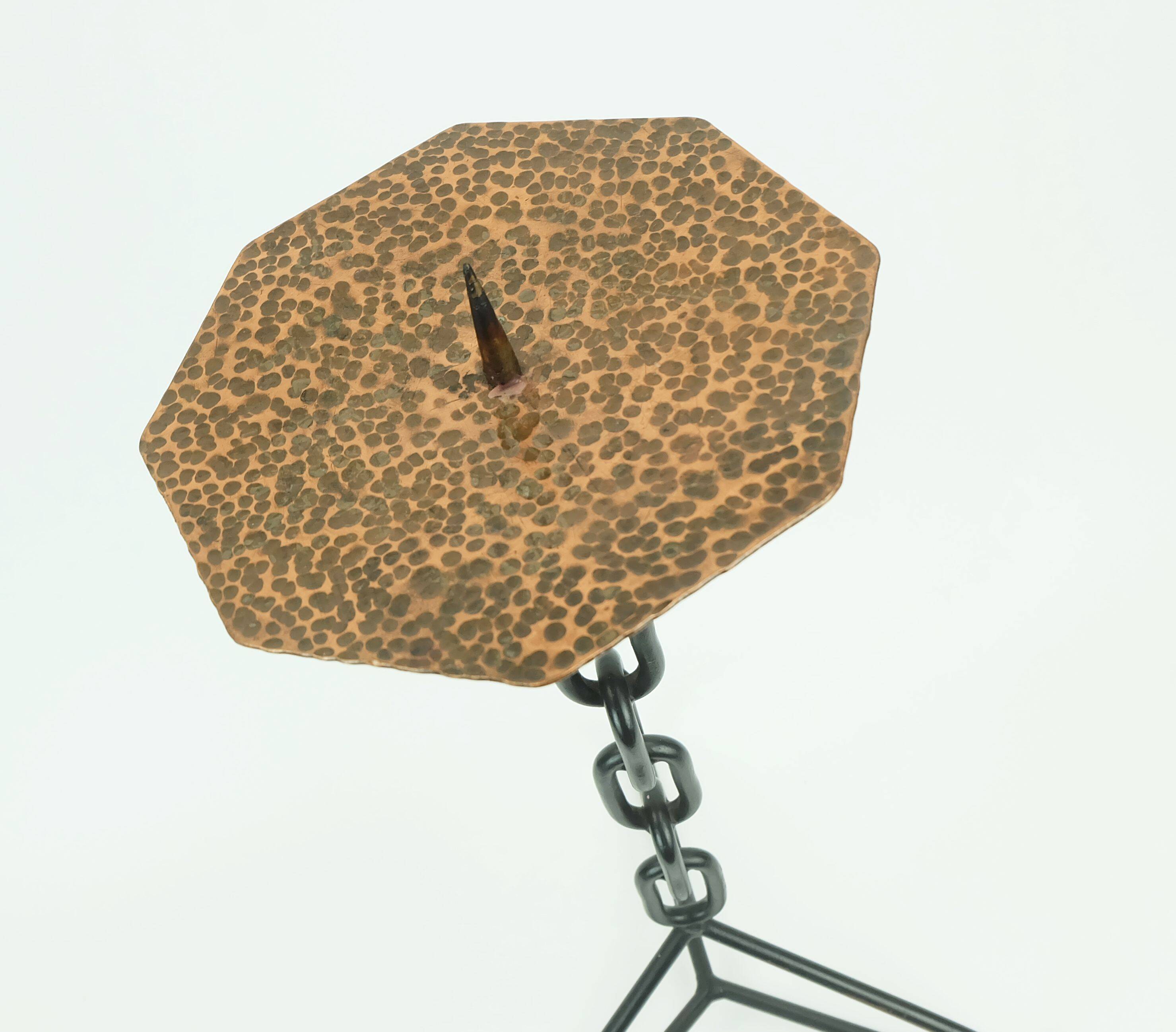 Outstanding large 21" candleholder brutalist design iron copper true vintage 1960s xxl candlestick