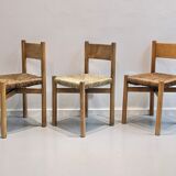Series of 3 Méribel chairs by Charlotte Perriand