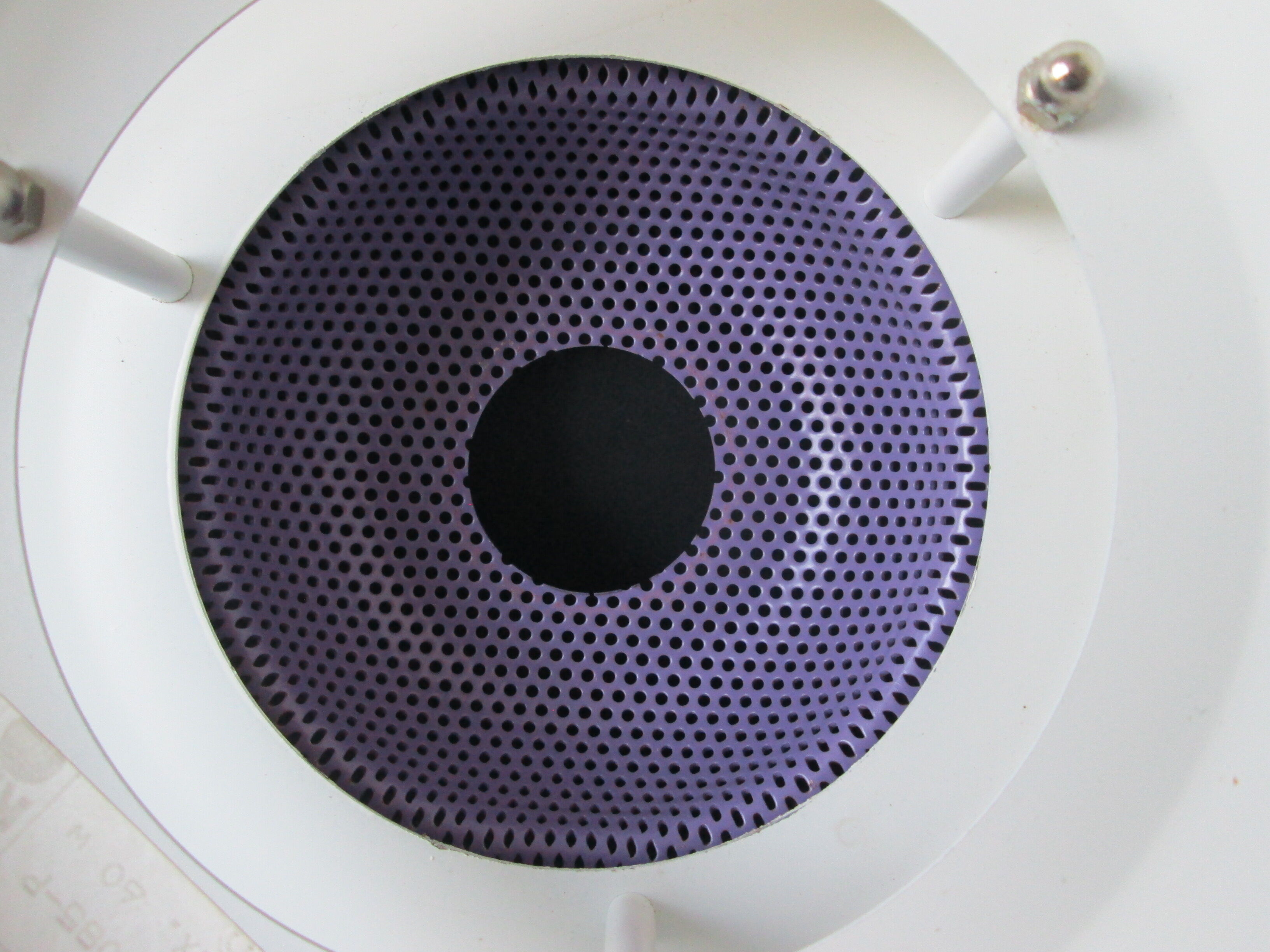 Dansk design white/purple 1980s pendant lamp by Danish Jeka Metaltryk