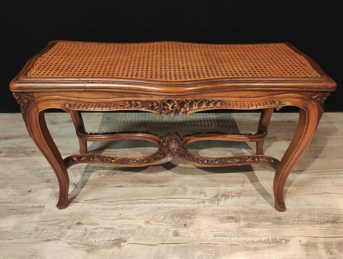 Piano bench cannée  Louis XVI style with two seats