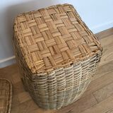 Large wicker/vintage bamboo laundry basket with lid