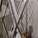 Vintage handmande octagonal glass and brass pendant lantern, Italy