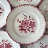 Set of 6 flat plates longchamp pinks years 30-40