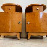 Pair of art deco bedsides in lemon tree magnifying glass