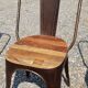 Set of 4 metal chairs with teak seat