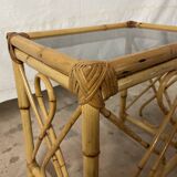 Vintage square rattan side coffee table