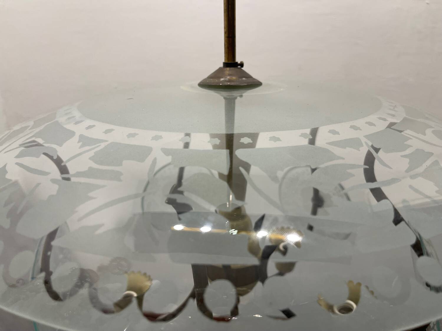 1950’s Etched Glass Light Pendant by Pietro Chiesa