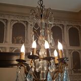 Bronze and Crystal chandelier with 9 fires