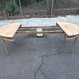 19th-century Louis XVI round extendable dining table, renovated, 215cm.