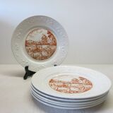 6 vintage white Augusty porcelain dinner plates in very good condition