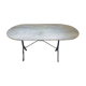 Marble oval tray bistro table and cast iron frame