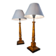 Pair of lamps in Bakelite wood style, 68x30, new lampshade, electrical working, very elegant.