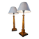 Pair of lamps in Bakelite wood style, 68x30, new lampshade, electrical working, very elegant.