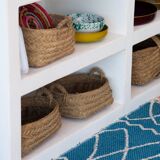 Recycled cotton handcrafted rug - Reversible - Blue