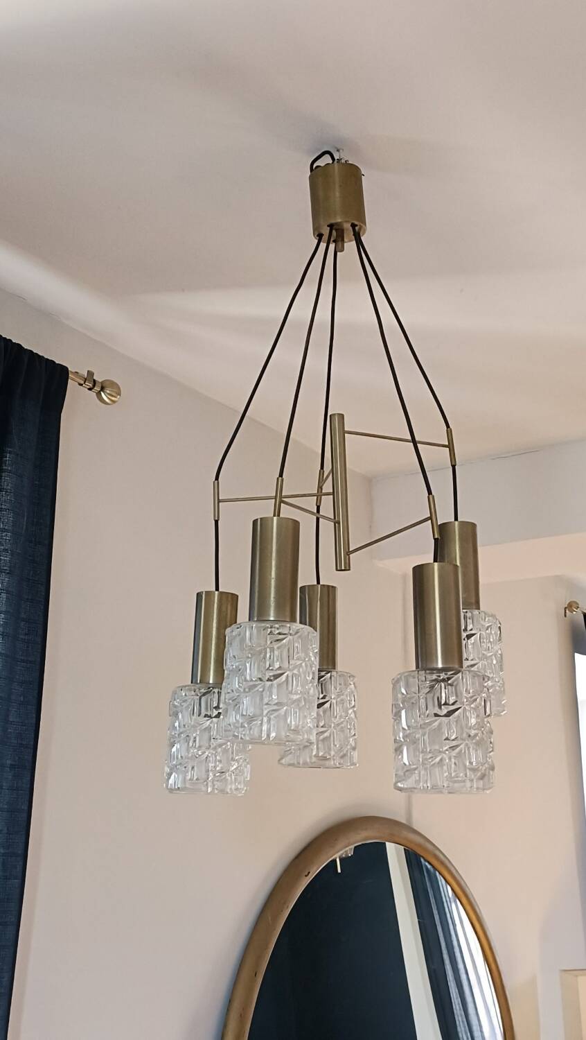 5-light gold waterfall chandelier