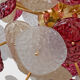 Murano Glass and Brass Sputnik Chandelier Cherry Red, White and Champagne