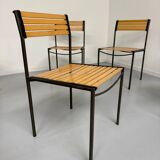6 old metal and wood chairs, Italian design from the 80s, vintage