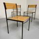 6 anciennes chaises en métal et bois design italien des années 80 vintage