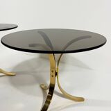 Brass & smoked glass side tables 1960’s