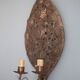 Pair of wall sconces in embossed brass with floral patterns, wall lamp, sconce.
