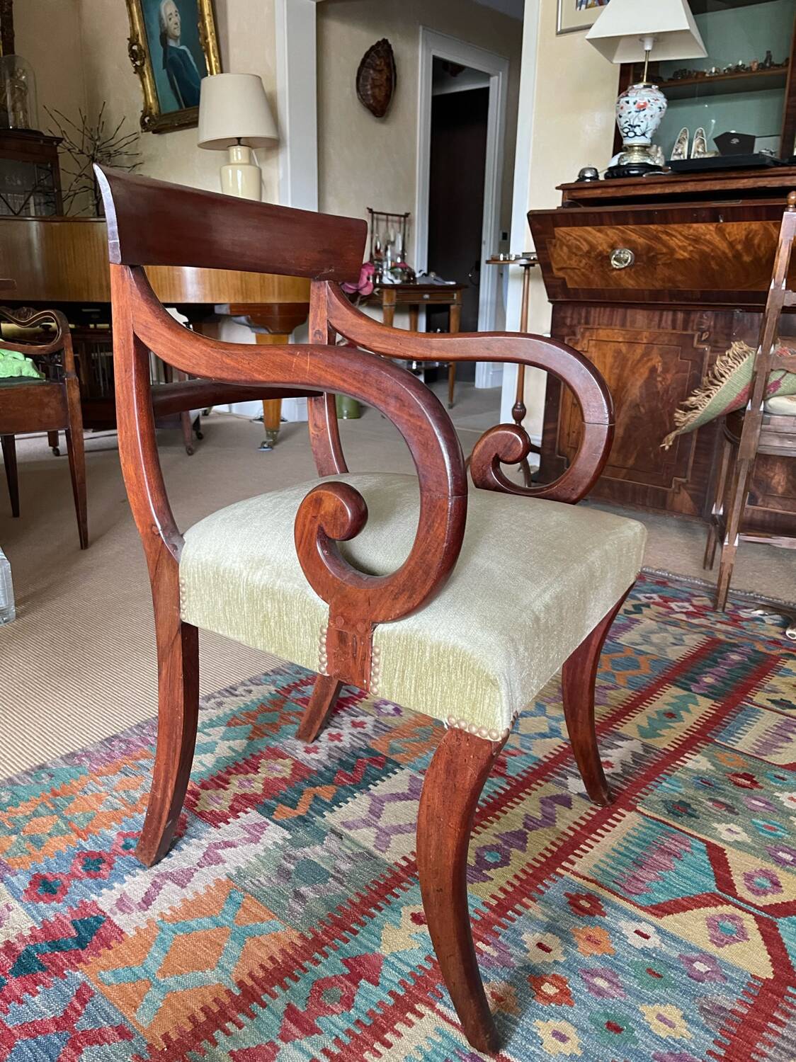 Fauteuil XIX Acajou Carver Régence Empire