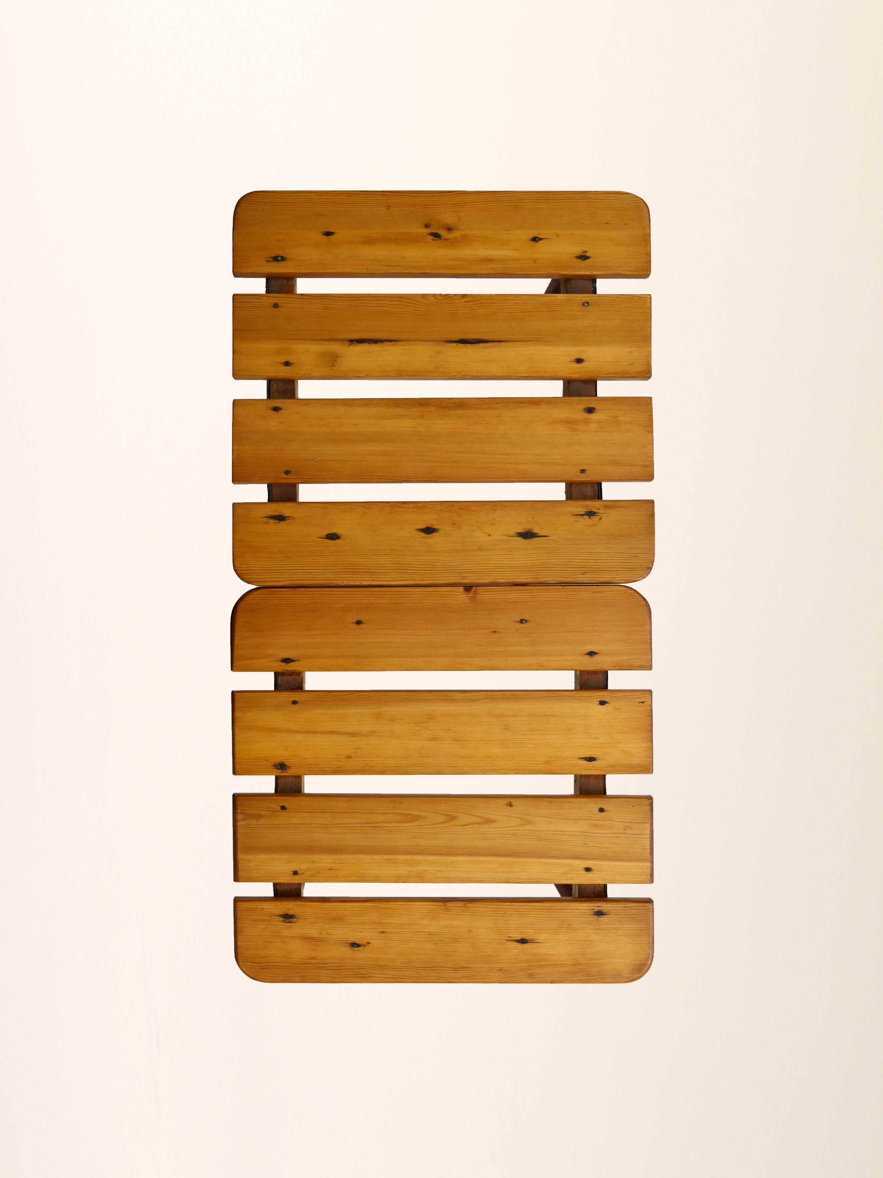 Pair of red metal and wood stools