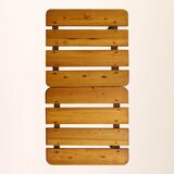 Pair of red metal and wood stools